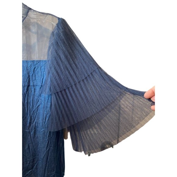 CQ by CQ denim tunic dress with tiered gauzy exaggerated sleeves sz Large, XL - Picture 4 of 11